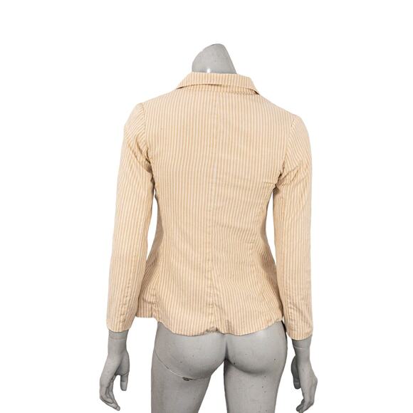 Erica Tanov Women's Beige Stripe Blazer Jacket 100% Cotton size 0 - Picture 4 of 9